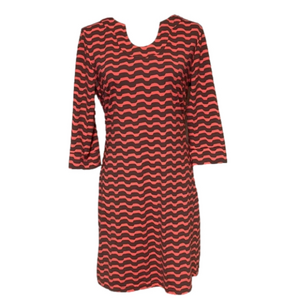 Ellie Kai Brown & Coral Wavy Stripe Dress